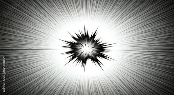 Fototapeta Speed Lines Radiating From Explosion Effect in Black and White