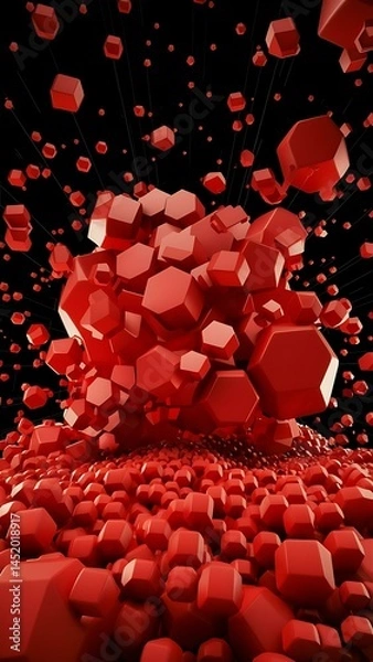 Fototapeta Abstract blue and red pixel block background digital motion dynamic pixel