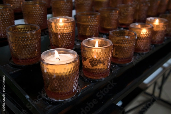 Obraz Religious and Christian objects and candles on the Munich Way of St. James, Bavaria, Germany
