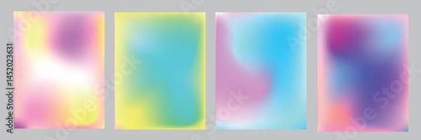 Fototapeta Summer hologram abstract poster set. Vector illustration