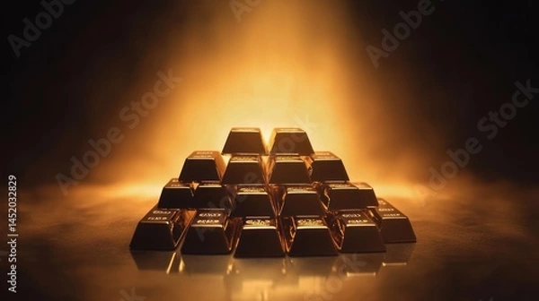 Fototapeta Gold bars pyramid high resolution image