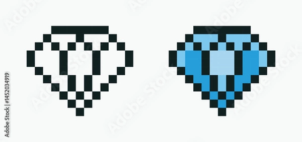 Fototapeta set diamond pixel art icon vector illustration.