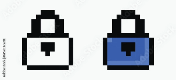 Fototapeta set padlock pixel art icon vector illustration.