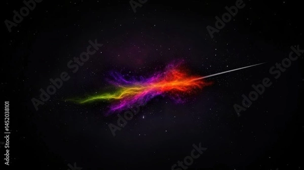 Fototapeta Vibrant cosmic explosion of colors against a dark starry background