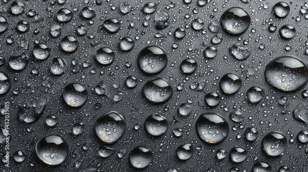 Fototapeta Symmetrical Pattern of Water Droplets on Dark Background
