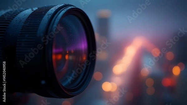 Fototapeta Close-up Macro Photography Lens Bokeh Night City Lights
