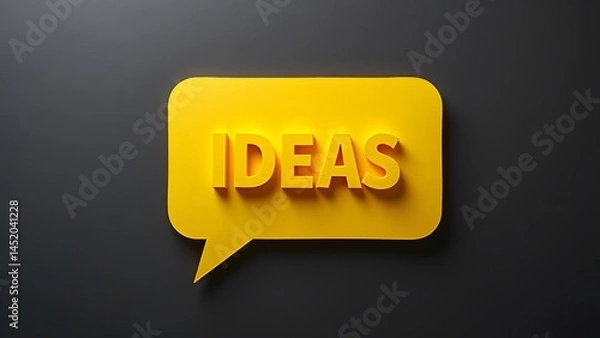 Fototapeta 3D Yellow Speech Bubble Ideas Concept Illustration