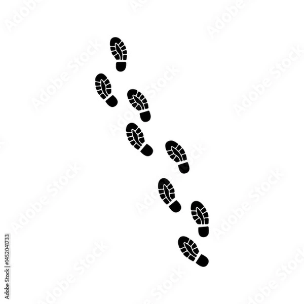 Obraz Shoe foot print silhouette icon vector flat design.