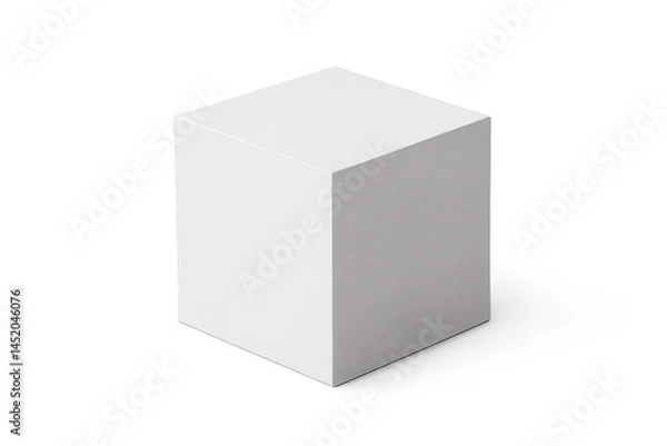 Fototapeta A plain white cube with sharp edges and smooth surfaces.