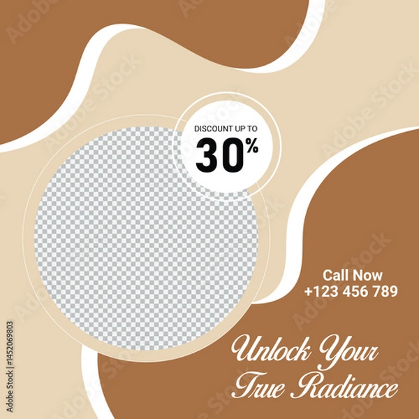 Fototapeta Beauty Sale Social Media Template With Elegant Design And Neutral Colors