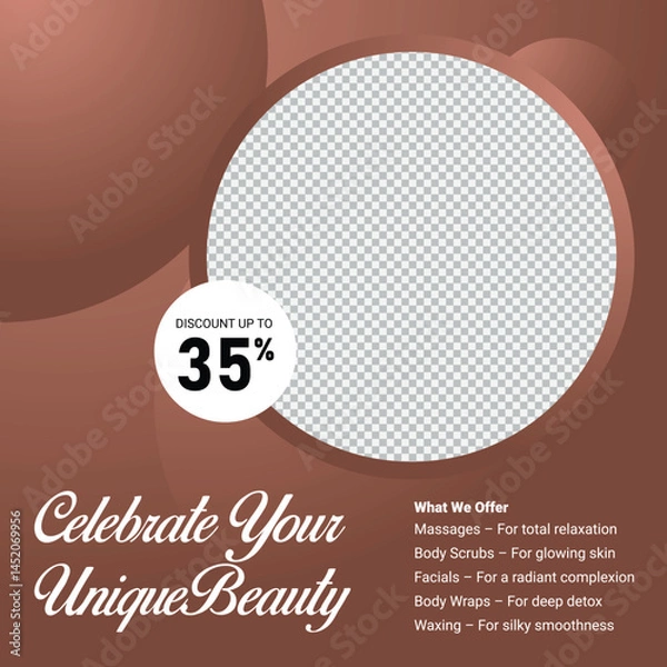 Fototapeta Beauty And Spa Discount Promotion Template With Circular Frame