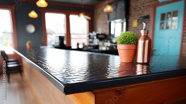 Obraz Rustic Cafe Countertop Detail Copper  Plants.