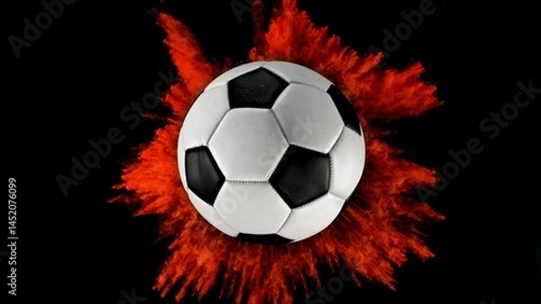Fototapeta Soccer ball with coloured powder explosion.