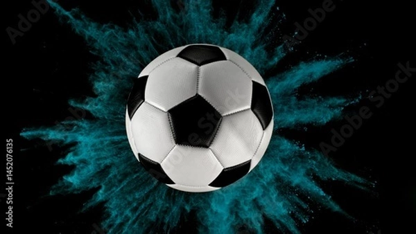 Fototapeta Soccer ball with coloured powder explosion.