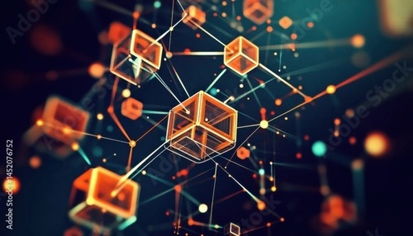 Obraz Connected IoT Network with Nodes Devices and Connections: Graphic Representation