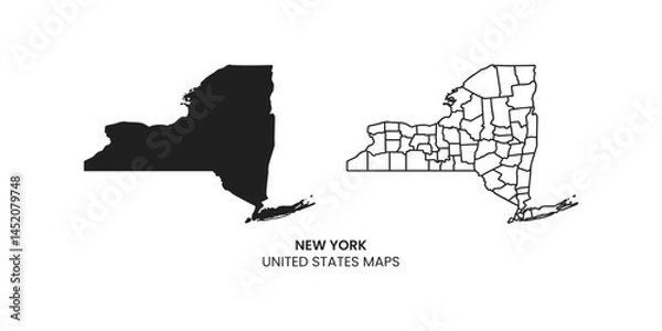 Obraz New York black map on white background vector. New York State map. 
