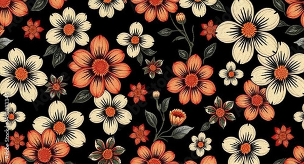 Fototapeta seamless pattern with embroidery pattern