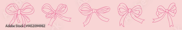 Fototapeta a set of cute line-style bows