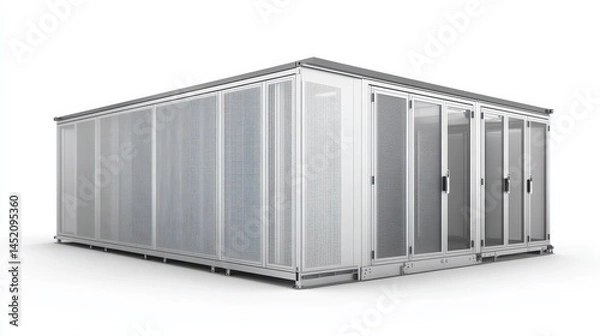 Fototapeta Modular data center design features prefabricated modular units and containerized data centers, offering scalable, flexible solutions for efficient data management and infrastructure expansion.
