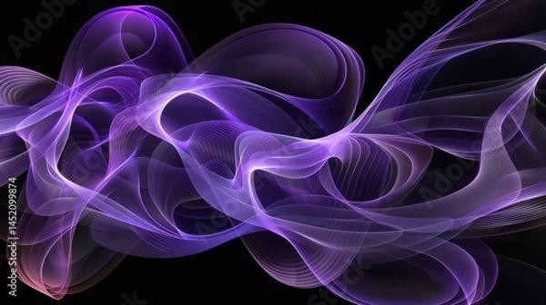Obraz Colorful and flowing abstract wave patterns in shades of purple and violet on a dark background creating a mesmerizing visual effect