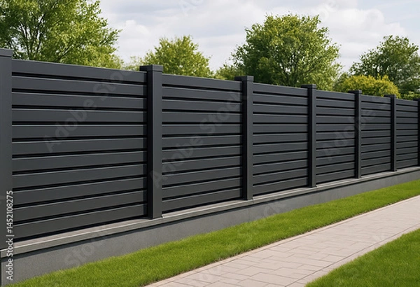 Fototapeta Generative AI: Modern fence with aluminum or metal shutter