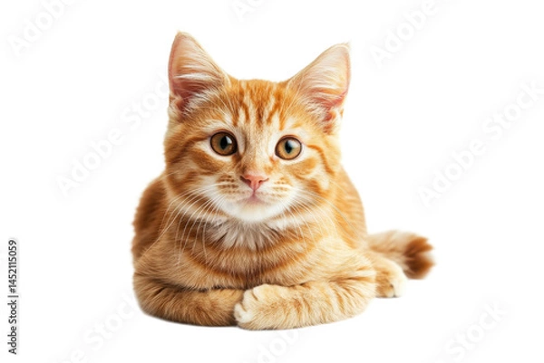 Fototapeta Adorable Ginger Kitten Sitting: A Sweet, Fluffy Companion for Your Projects. Perfect for pet-themed on transparent background