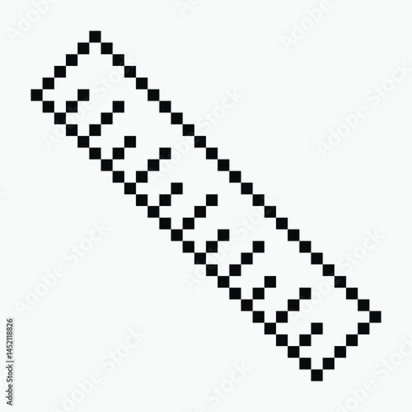 Fototapeta black and white ruler pixel art icon vector illustration.