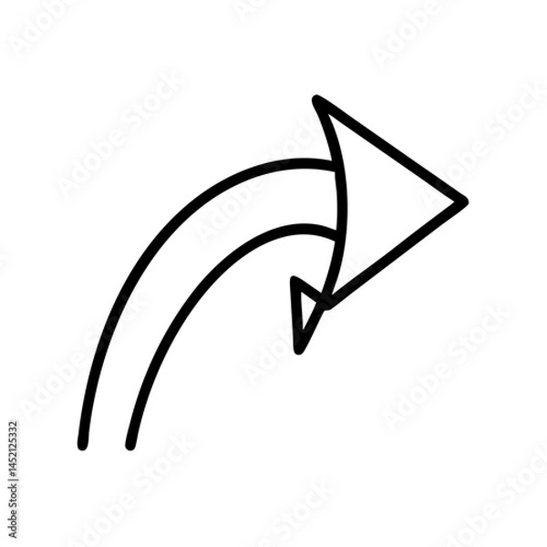 Obraz Curved arrow icon in minimal black line style on white background