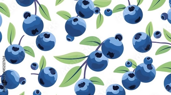Obraz Blueberries seamless pattern in flat style for design projects and backgrounds