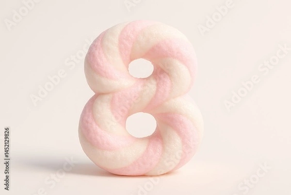 Obraz Pink and White Marshmallow Number Eight on Soft Background
