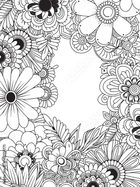 Fototapeta Complex Botanical Mandala Drawing