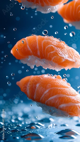Obraz Food photography close-up of sushi preparation in a culinary art setting