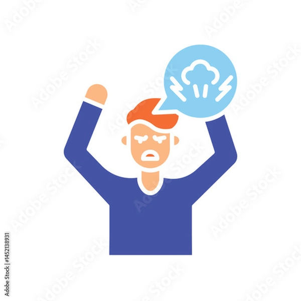 Obraz Rage emotion color flat icon for digital and print projects.