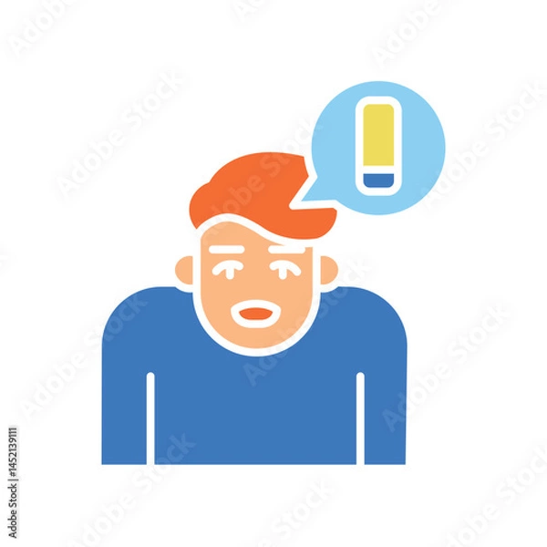 Fototapeta Boredom emotion color flat icon for digital and print projects.