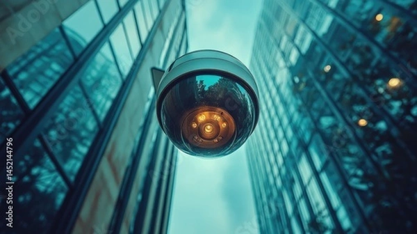 Fototapeta Security camera in urban environment