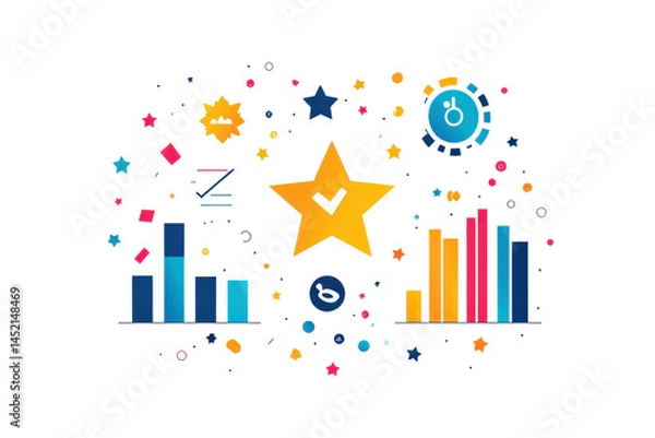 Fototapeta Vibrant Starburst Infographic Template: Colorful Data Visualization Design for Presentations and on transparent background