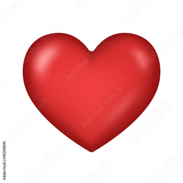 Fototapeta Vector red shiny 3d shaded heart symbol isolated on white background