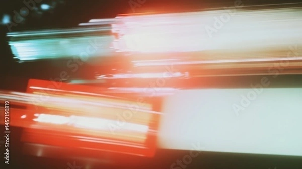 Obraz Vivid lights dance in a blur reminiscent of an analog journey through time and space with vintage charm