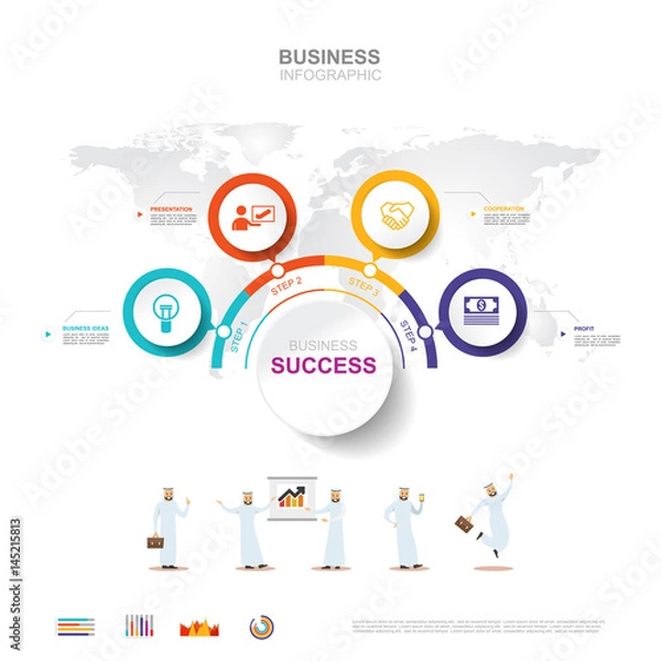 Fototapeta Business infographic Business success concept with graph. vector design. Elements of this image furnished by NASA no2
