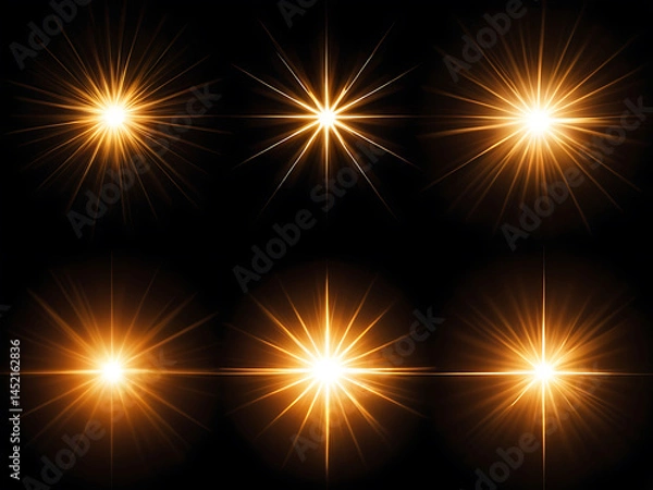 Obraz Flare light, effects sunlight, lens flare, light leaks, warm sun rays light effects, overlays or golden flare isolated on black background. effect, sunlight, ray, glow, bright, shine, sun. ai