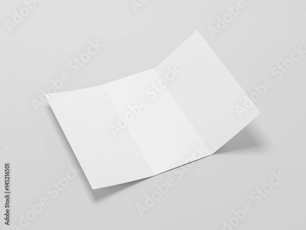Fototapeta White Opened Leaflet Mockup on gray background, 3d rendering