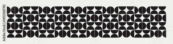 Fototapeta Mid century modern half circles pattern vector. Graphical illustration for a unique banners, textiles and interior design.