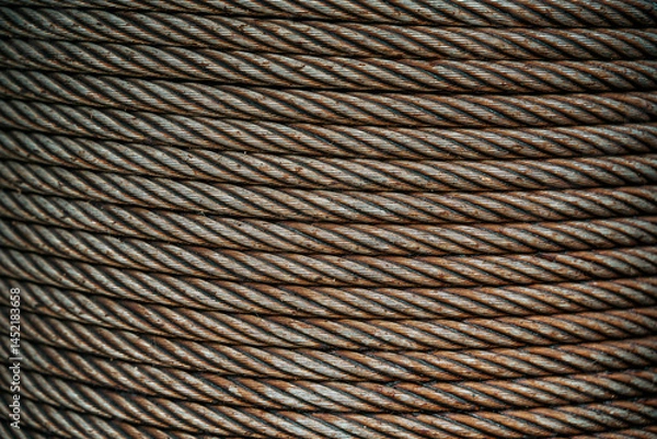 Obraz Rusty metal rope in a reel texture background