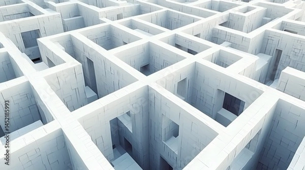 Fototapeta Abstract White Maze 3D Structure Geometric Pattern Design