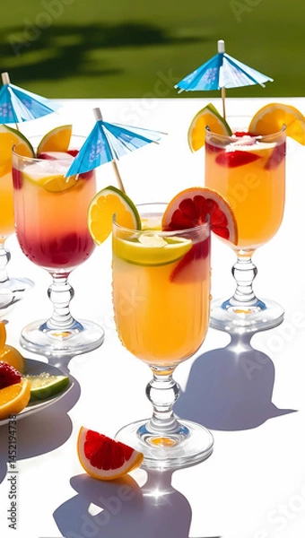Fototapeta Vibrant Summer Cups with Umbrellas