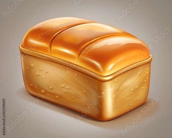 Obraz 3D Golden Freshly Baked Bread Loaf Icon Design for Bakery and Food Enthusiasts