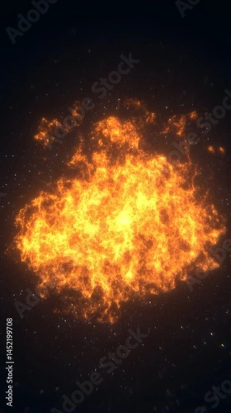 Fototapeta Fiery Explosion in Space Dramatic Cosmic Fireball Burning Brightly