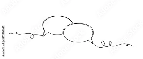 Obraz continuous single line drawing of speech bubbles  line art vector illustration
