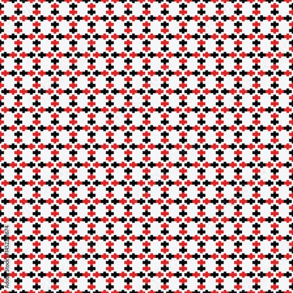 Fototapeta Black and red square pattern for background, seamless pattern.