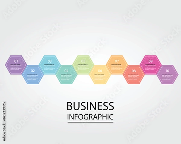 Fototapeta Business Infographic modern design template for banners and infographics for 10 hexagon step 